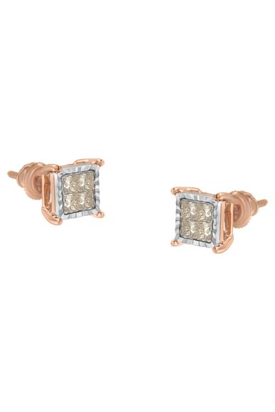 10K Two-Toned Princess-Cut Composite Diamond Earrings